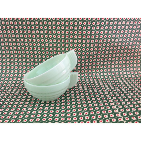 DUO TASSES OPALINES verte "ART DÉCO"