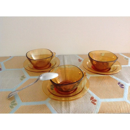 TRIO VERECO AMBRÉ (+ SOUS-TASSES)