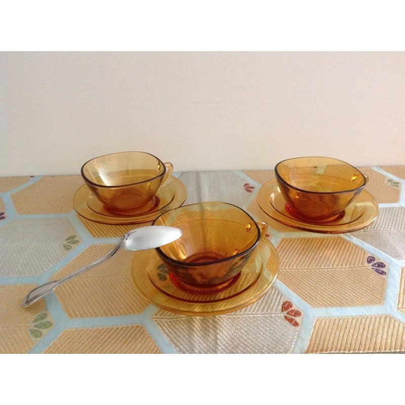 TRIO VERECO AMBRÉ (+ SOUS-TASSES)