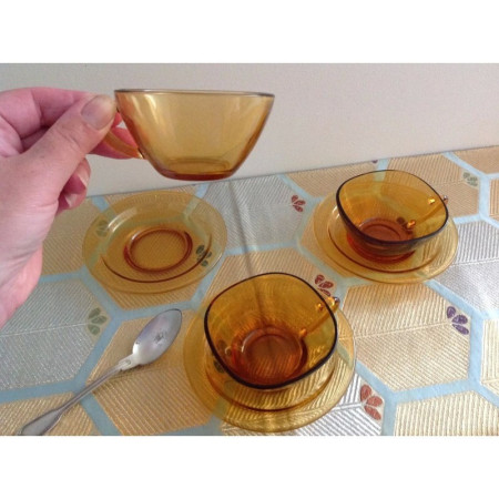 TRIO VERECO AMBRÉ (+ SOUS-TASSES)