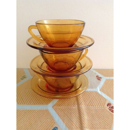 TRIO VERECO AMBRÉ (+ SOUS-TASSES)