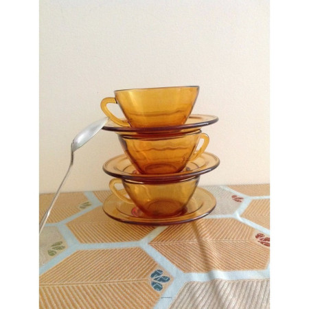 TRIO VERECO AMBRÉ (+ SOUS-TASSES)