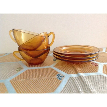 TRIO VERECO AMBRÉ (+ SOUS-TASSES)