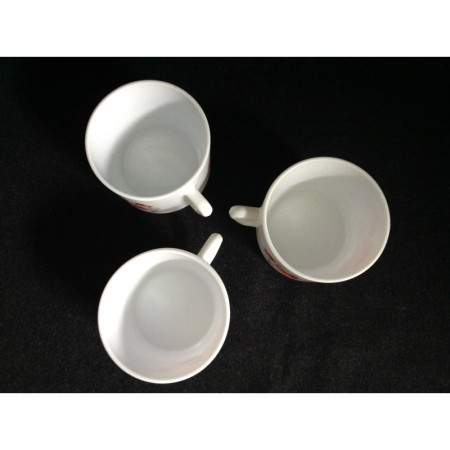 Trio tasses café Arcopal - Décor fleuri orange