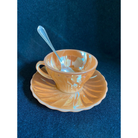 Tasse et sous-tasse "Anchor-Fire King" Abricot