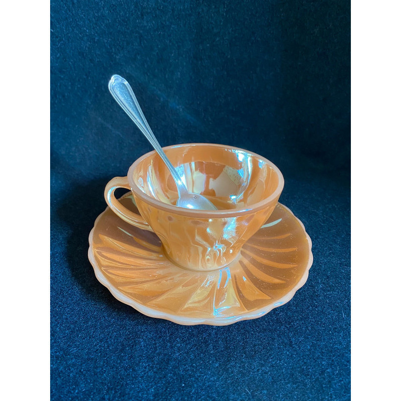 Tasse et sous-tasse "Anchor-Fire King" Abricot