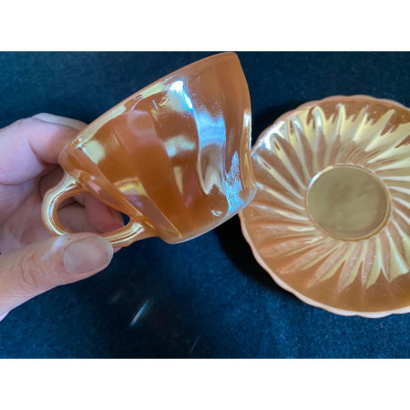 Tasse et sous-tasse "Anchor-Fire King" Abricot