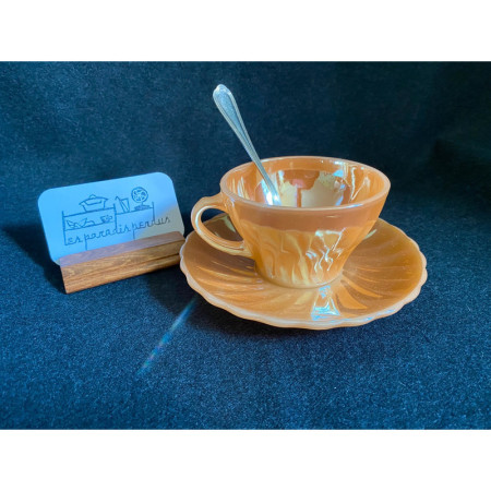 Tasse et sous-tasse "Anchor-Fire King" Abricot