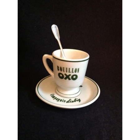 Tasse & coupelle porcelaine "Bouillon OXO"