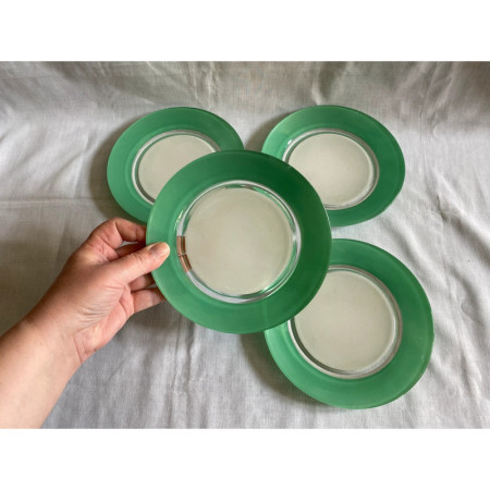 Lot de 8 assiettes (4 + 4) vertes - Duralex 1950