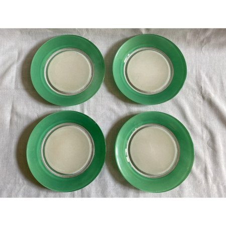 Lot de 8 assiettes (4 + 4) vertes - Duralex 1950
