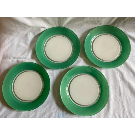 Lot de 8 assiettes (4 + 4) vertes - Duralex 1950