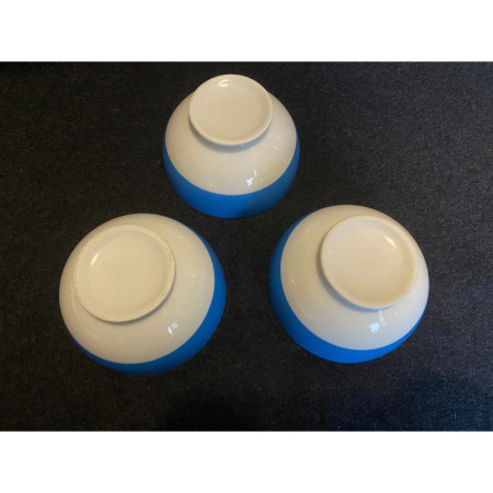 LOT DE 3 PETITS BOLS PORCELAINE "Pantone Blue 2925"