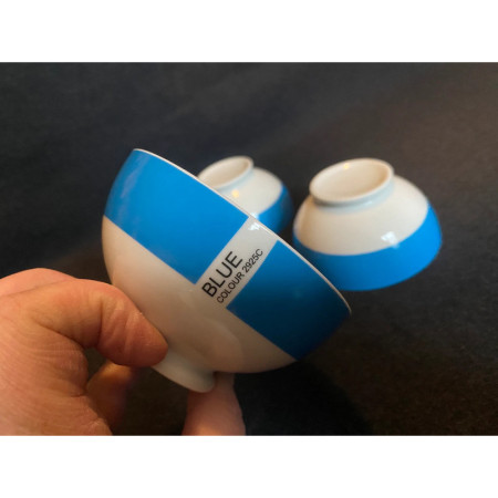 LOT DE 3 PETITS BOLS PORCELAINE "Pantone Blue 2925"