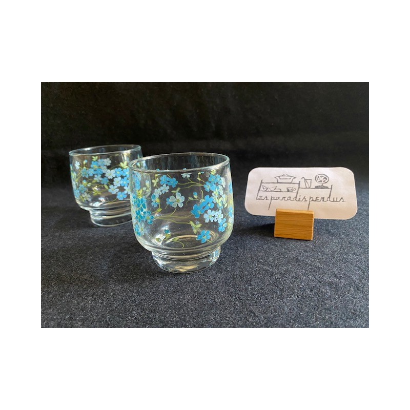 Vendu - Lot de 2 verres à eau "Myosotis" Arcoroc