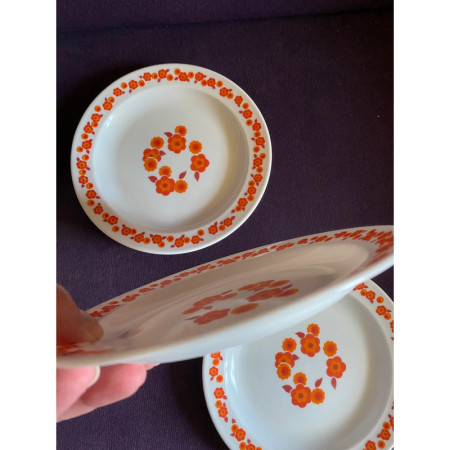 Lot 3 Assiettes dessert Arcopal "Lotus orange"
