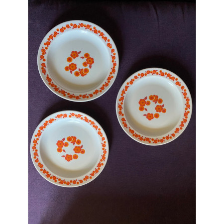 Lot 3 Assiettes dessert Arcopal "Lotus orange"