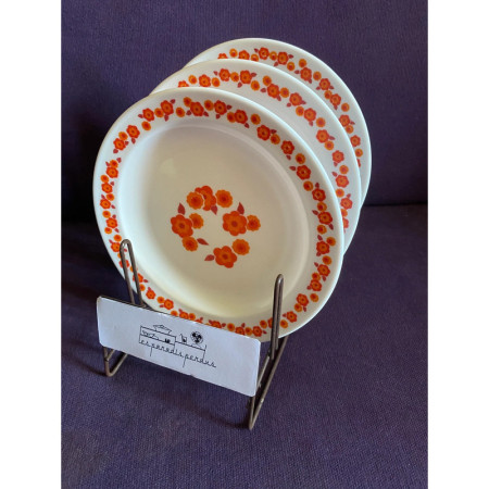 Lot 3 Assiettes dessert Arcopal "Lotus orange"