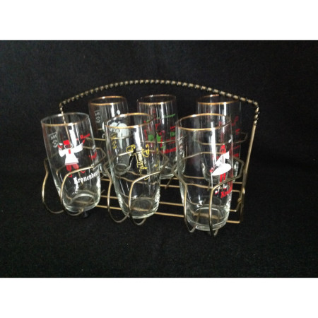 Set 6 verres "Kronenbourg" et support