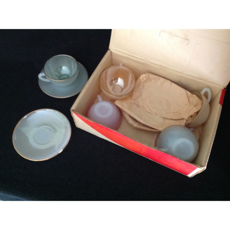 Rare service Arcopal "Opalines pastels" boîte d'origine