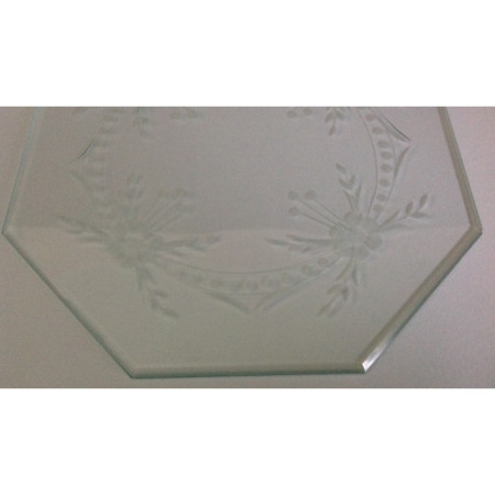 Plaque de verre ancienne taillée biseautée - 18cm