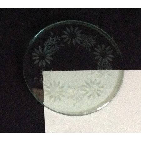Plaque de verre ancienne ronde taillée biseautée - 12 cm