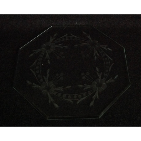 Petite plaque de verre ancienne taillée biseautée - 15cm