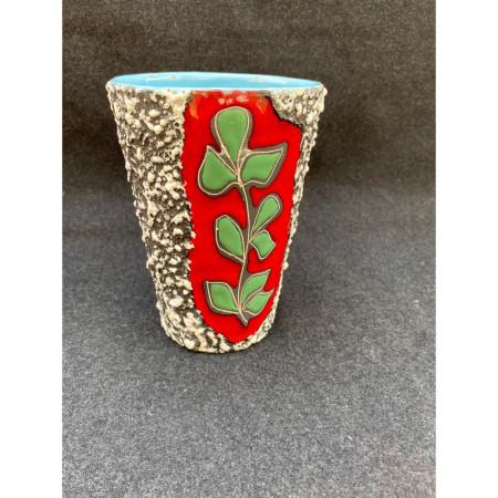 Petit vase lave fifties "femme au chapeau" Style Vallauris