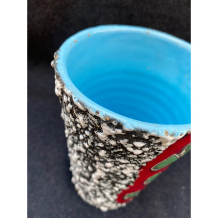 Petit vase lave fifties "femme au chapeau" Style Vallauris