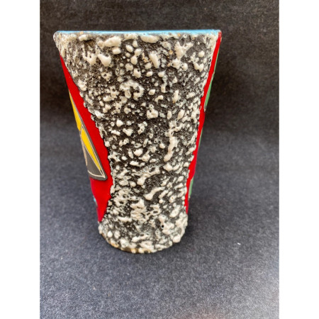 Petit vase lave fifties "femme au chapeau" Style Vallauris