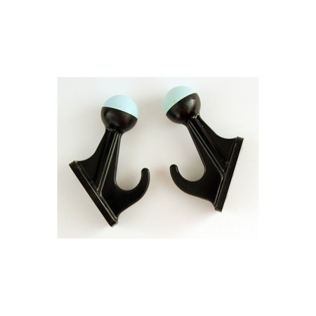 2 PATÈRES PLASTIQUE BOULE NOIR/MINT