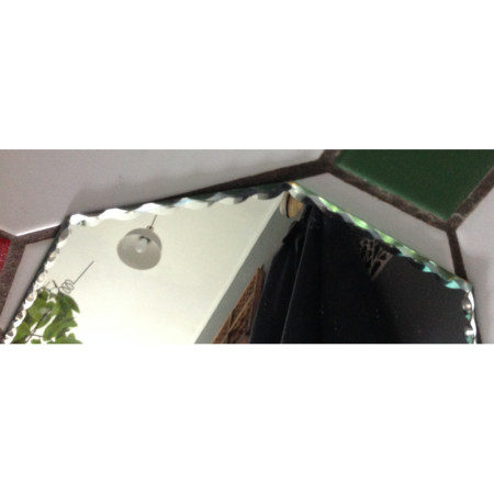 Miroir biseauté hexagonal ancien - 21cm