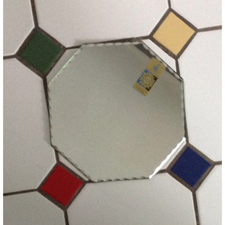 Miroir biseauté hexagonal ancien - 21cm