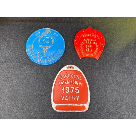 Lot de 3 plaques de concours hippique vintage 1970-80