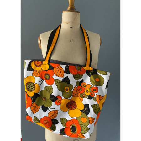 Sac "Home made-Power flower" tissus 1970