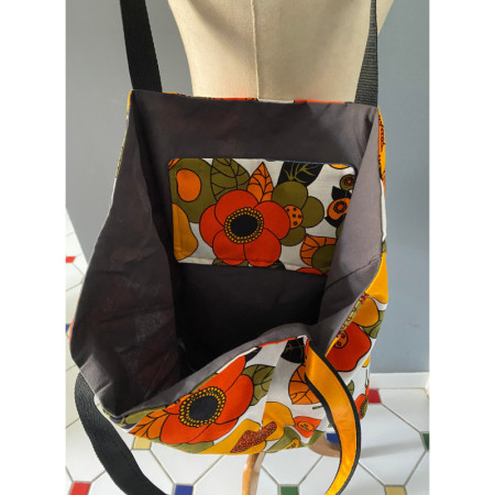 Sac "Home made-Power flower" tissus 1970