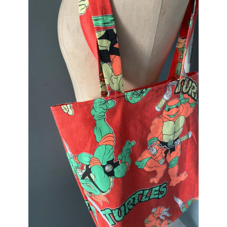 Sac "Home made-Tortue Ninja Fluo" tissus 1990