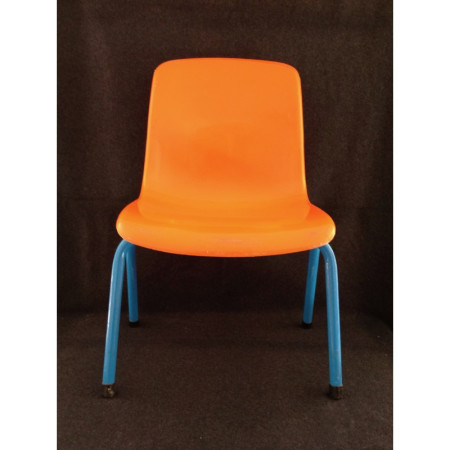 Duo chaises scolaires orange-bleu