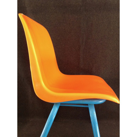 Duo chaises scolaires orange-bleu