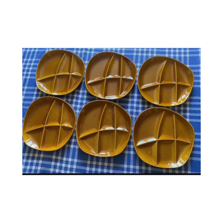 Ensemble de 6 assiettes à fondue bourguignonne - Salins 1960/70