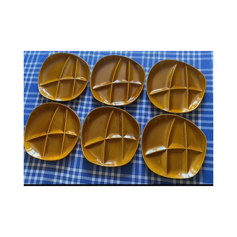 Ensemble de 6 assiettes à fondue bourguignonne - Salins 1960/70