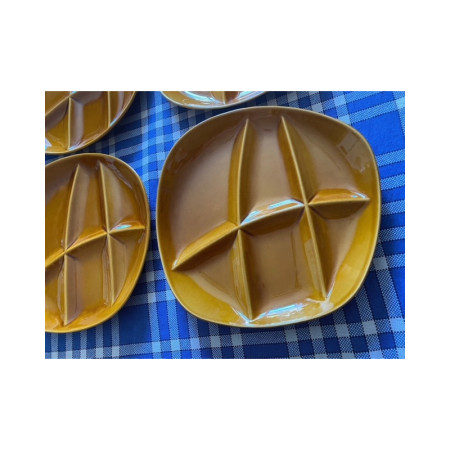Ensemble de 6 assiettes à fondue bourguignonne - Salins 1960/70
