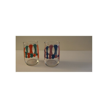 2 VERRES MOTIF PSYCHÉDÉLIQUE - 1970