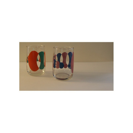 2 VERRES MOTIF PSYCHÉDÉLIQUE - 1970