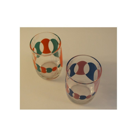 2 VERRES MOTIF PSYCHÉDÉLIQUE - 1970