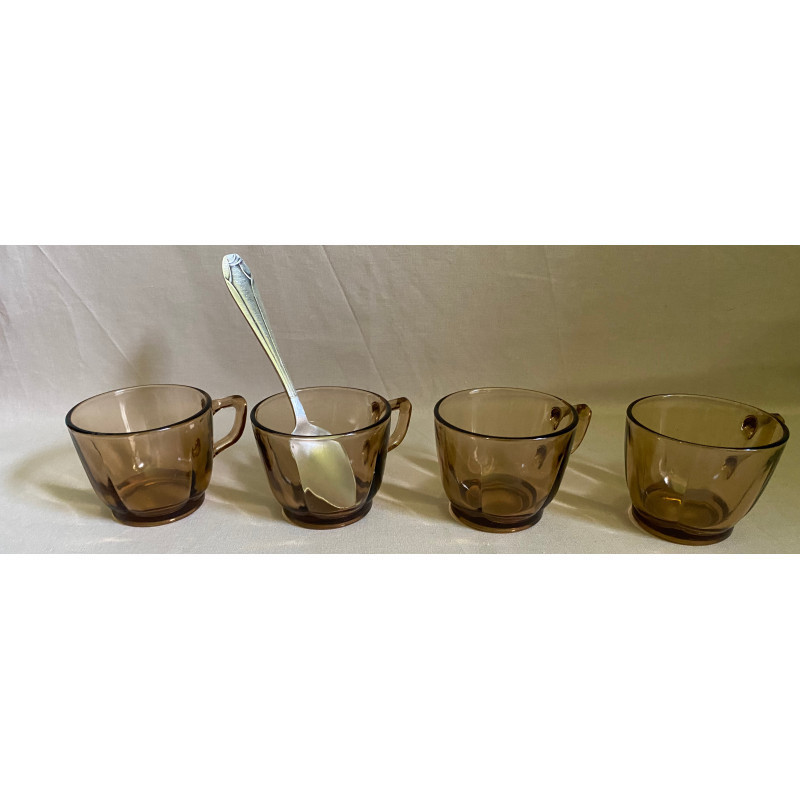 4 tasses à café "Duralex fumé" 1980
