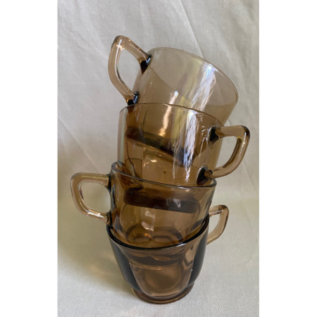 4 tasses à café "Duralex fumé" 1980
