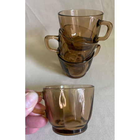 4 tasses à café "Duralex fumé" 1980