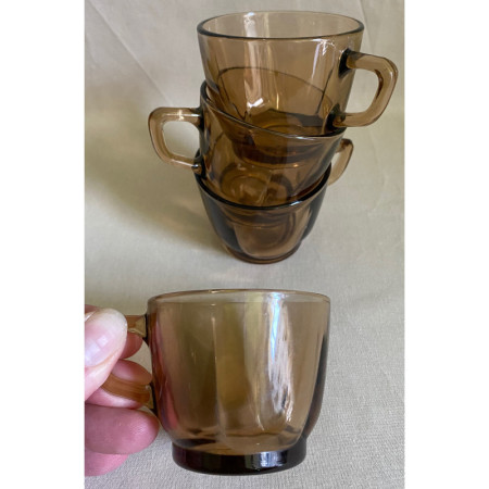 4 tasses à café "Duralex fumé" 1980