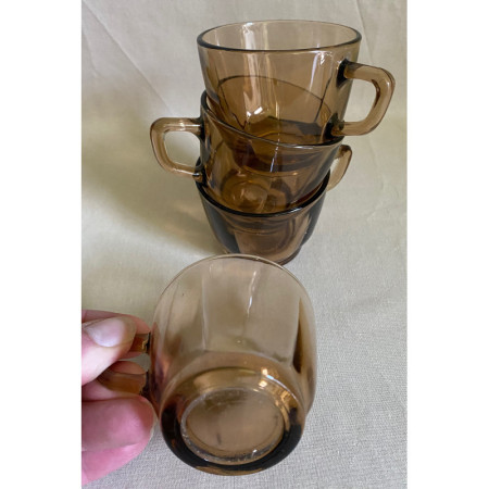 4 tasses à café "Duralex fumé" 1980